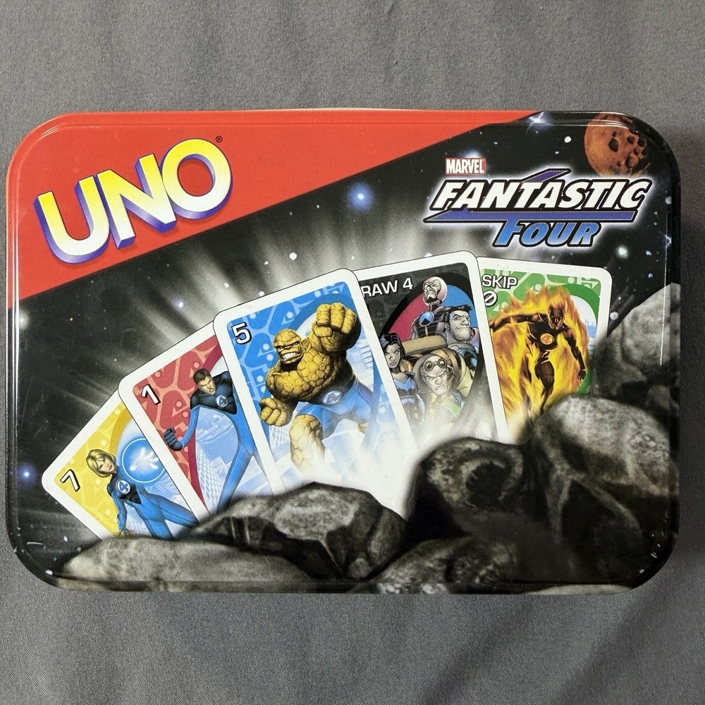 Uno Marvel Fantastic Four Special Edition Card Game 2005 with Collector Tin